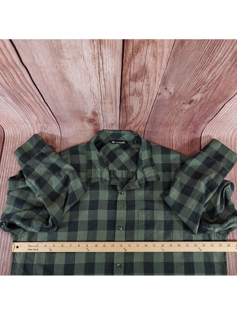 Travis Mathew Mens Size XXL Half Moon Bay Long Sleeve Laurel Green Check Shirt - Picture 12 of 14